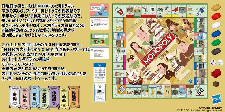 「NHKの大河ドラマ50のご当地版モノポリー」 トップイメージ